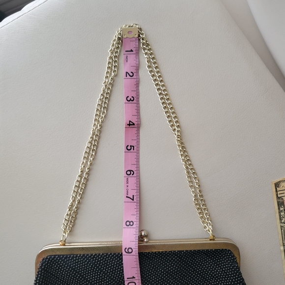 Vintage Beaded Black Clutch Bag Silver Chain Strap ~ 1960? ~ Made in Hong Kong - Picture 15 of 16